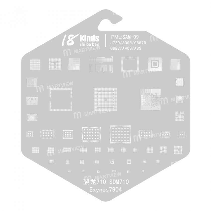 18 Kinds CPU BGA IC Reballing Stencil Kits for Samsung Phones