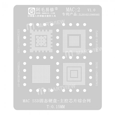 Amaoe 0.15mm MAC:2 SSD IC Chip Reballing Stencil Plant Tin Steel Net for MacBook