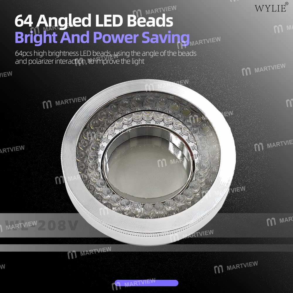 wylie wl-208v-high-lumen-adjustable-microscope-64-led-beads-polarized-ring-light-source-1