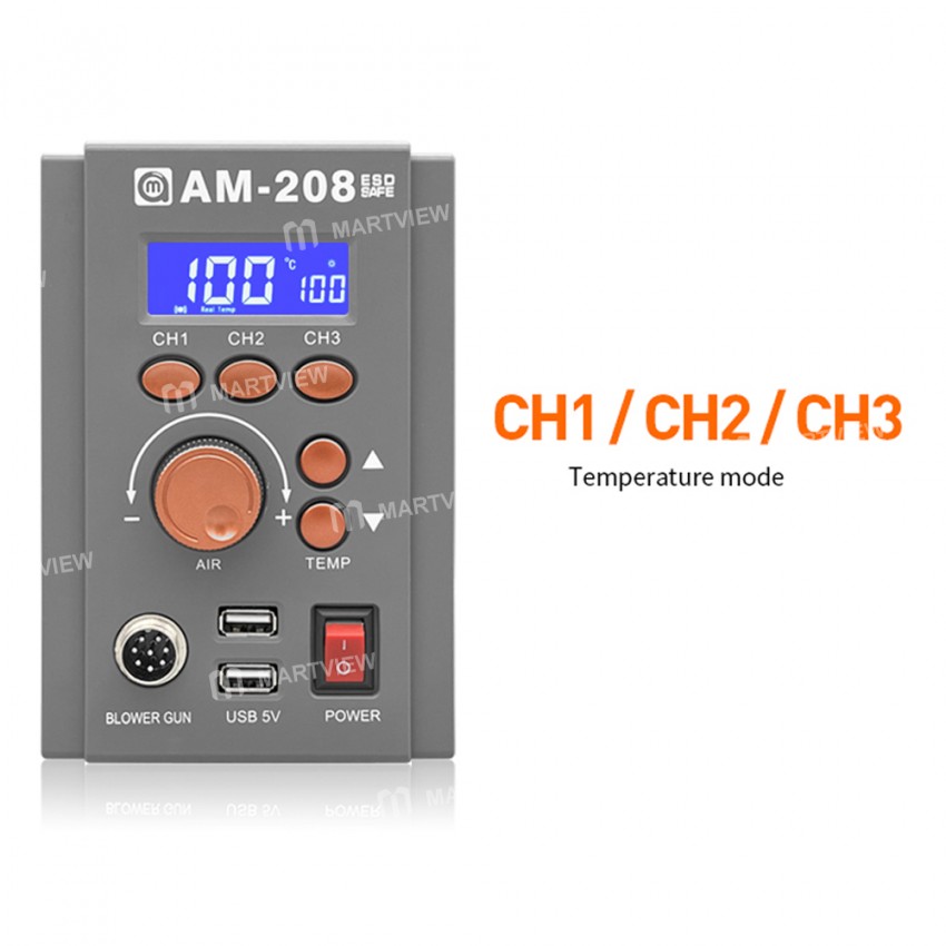 amaoe am-208-large-air-volume-temperature-adjustment-digital-display-hot-air-gun-desoldering-station