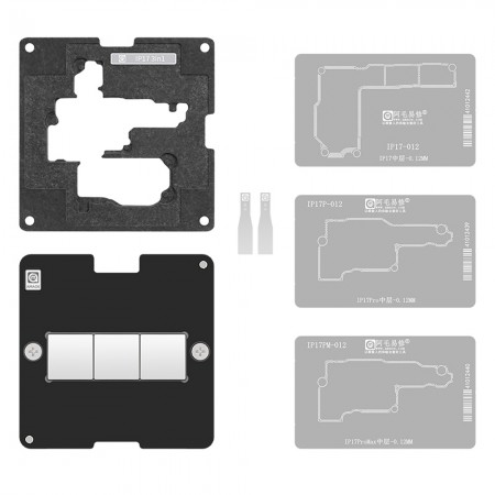 Amaoe IP17 3-in-1 0.12mm Middle Layer BGA Reballing Stencil Platform Set for iPhone 17 / 17 Pro / 17 Pro Max