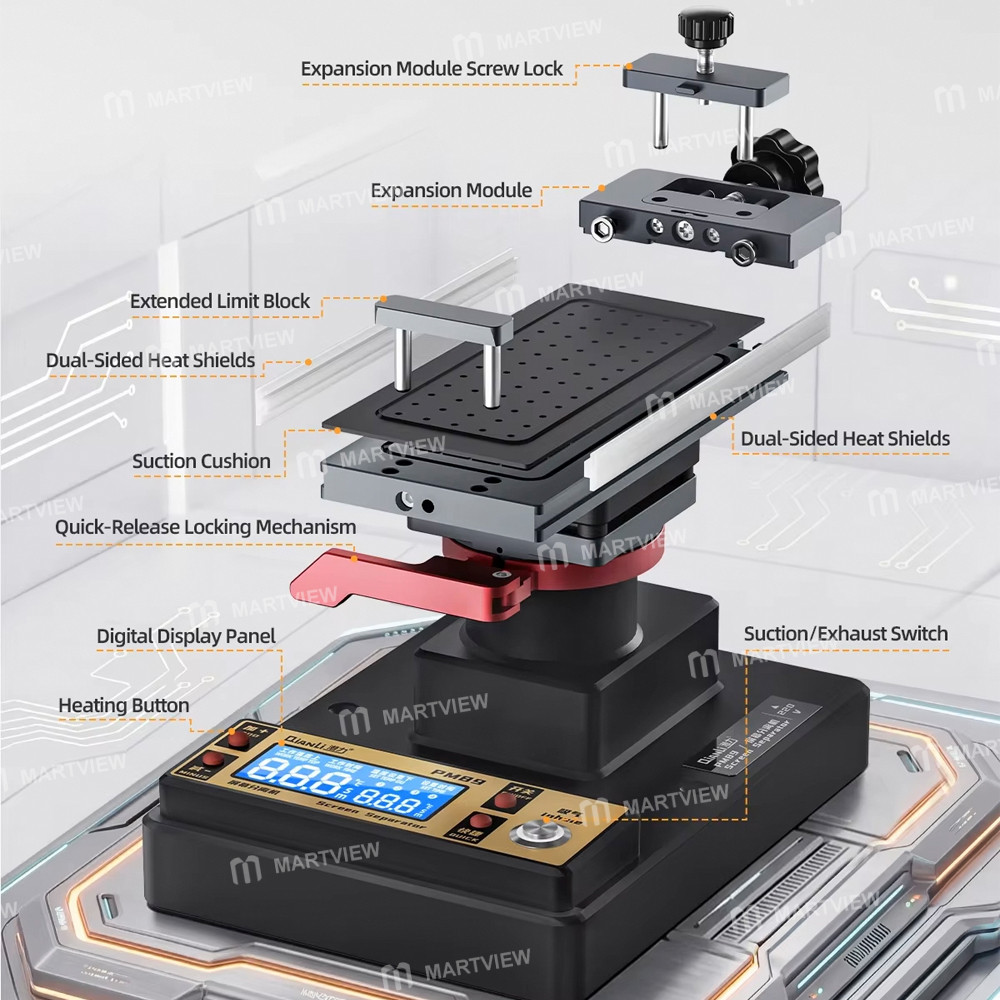 qianli pm89-7-inch-360-rotating-screen-heating-separator-with-built-in-suction-vacuum-pump-12