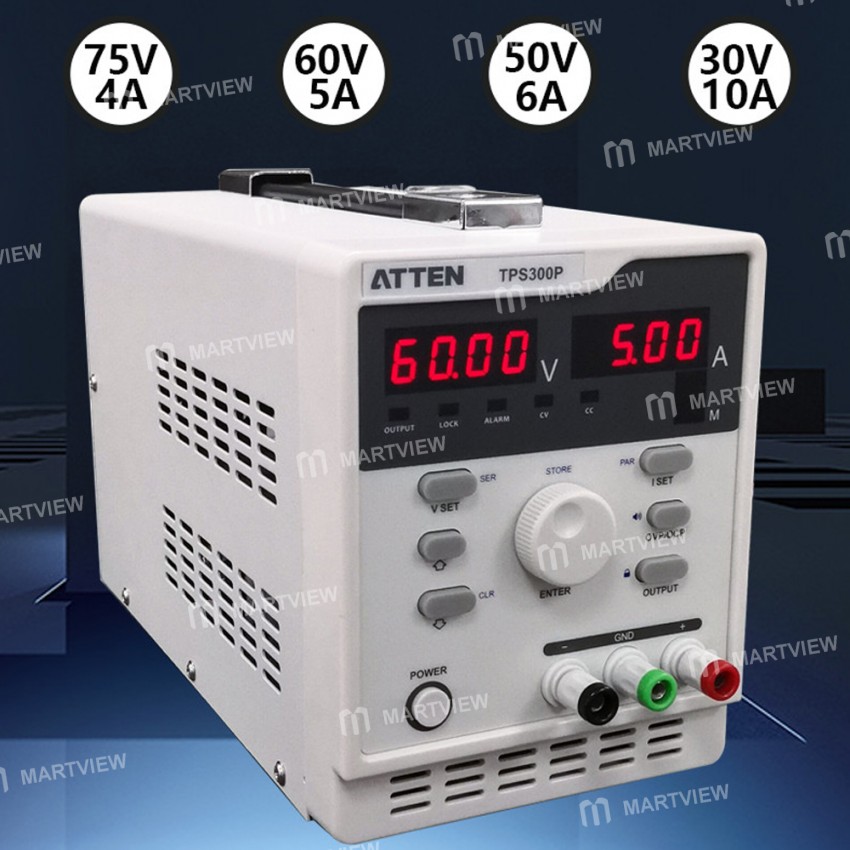 Atten TPS300P 0-75V 0-10A 300W Adjustable Single Channel Mobile DC Linear Power Supply