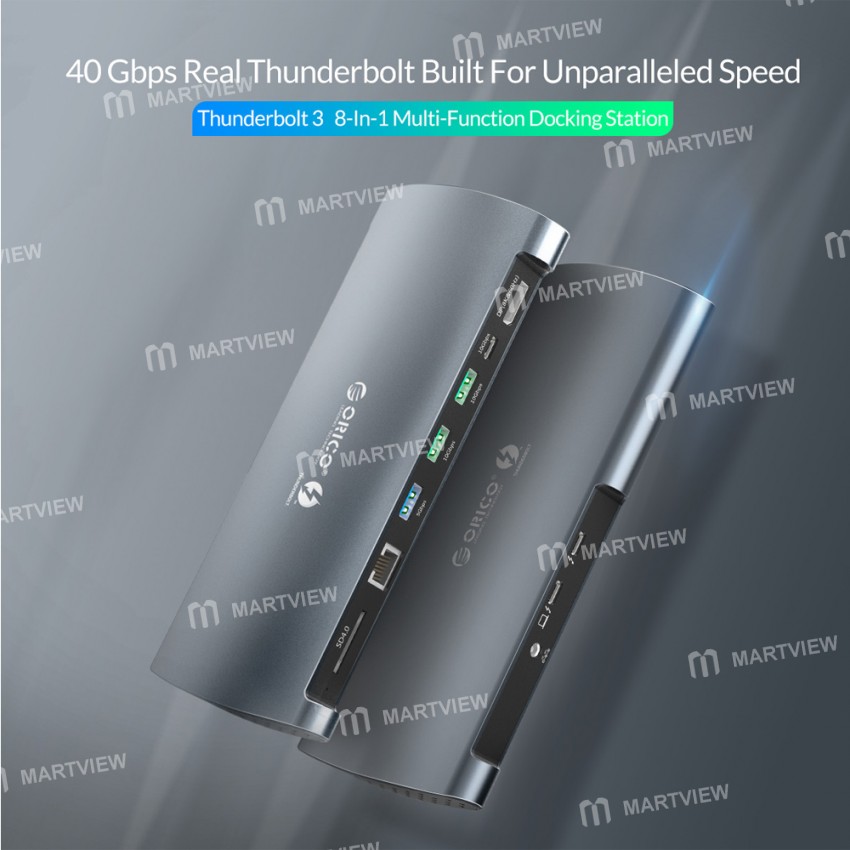 Orico TB3-S1 40Gbps USB Type-C to USB3.0 RJ45 Thunderbolt 3 Aluminum Alloy Docking Station