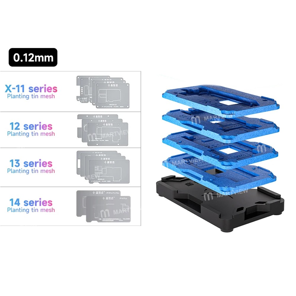 xinzhizao tr16-25-in-1-middle-layer-bga-reballing-stencil-platform-set-for-iphone-x-to-16pro-max-14