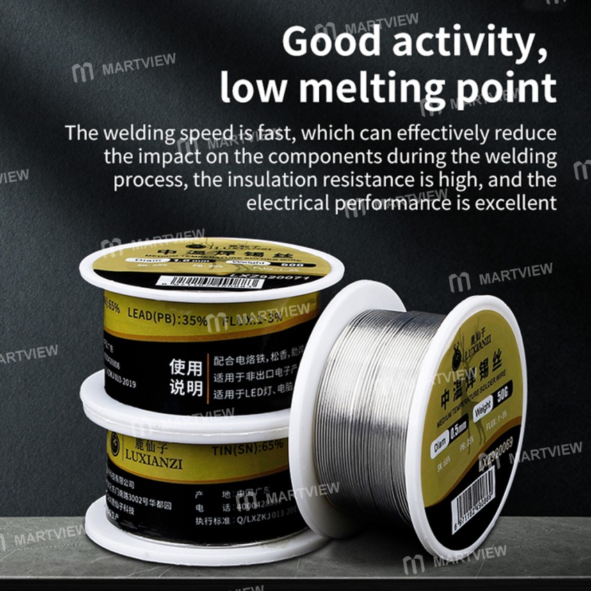 Luxianzi 50g 0.5 / 0.8 / 1.0mm 200? Medium Temperature Leaded Rosin Core Solder Wire