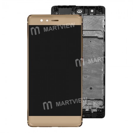 LCD Display Touch Screen Digitizer Assembly Replacement with Frame for Huawei P9 Plus - Gold