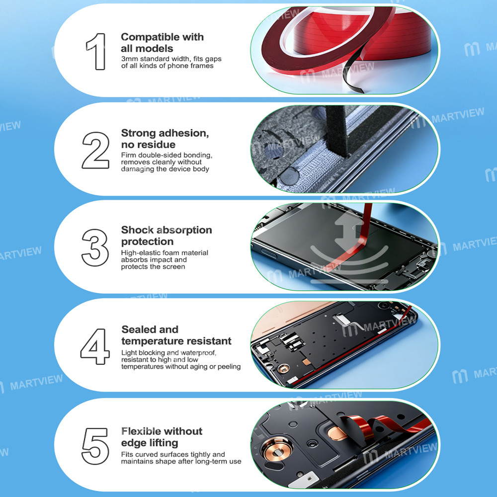 relife hx2-10m-red-film-black-foam-double-sided-tape-for-mobile-phone-screen-sealing-repair-3
