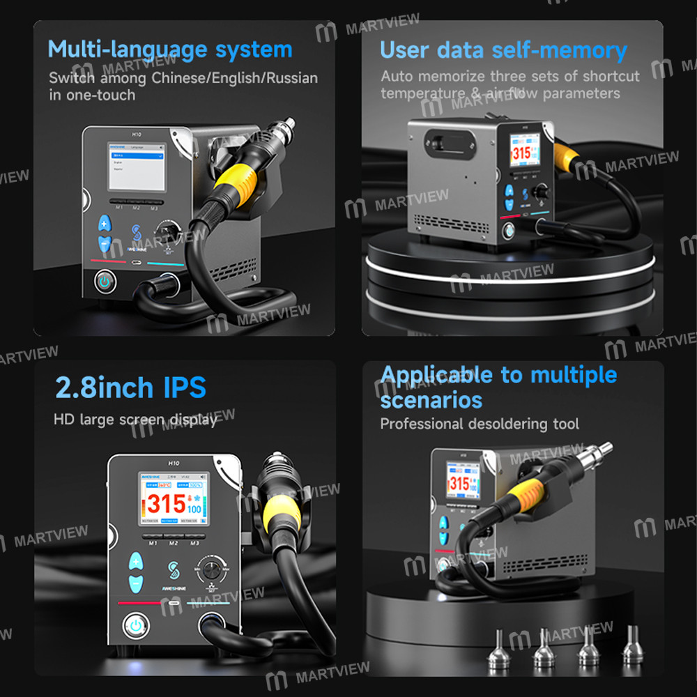 aweshine h10-1000w-intelligent-straight-airflow-hot-air-rework-station-support-usb-communication-3