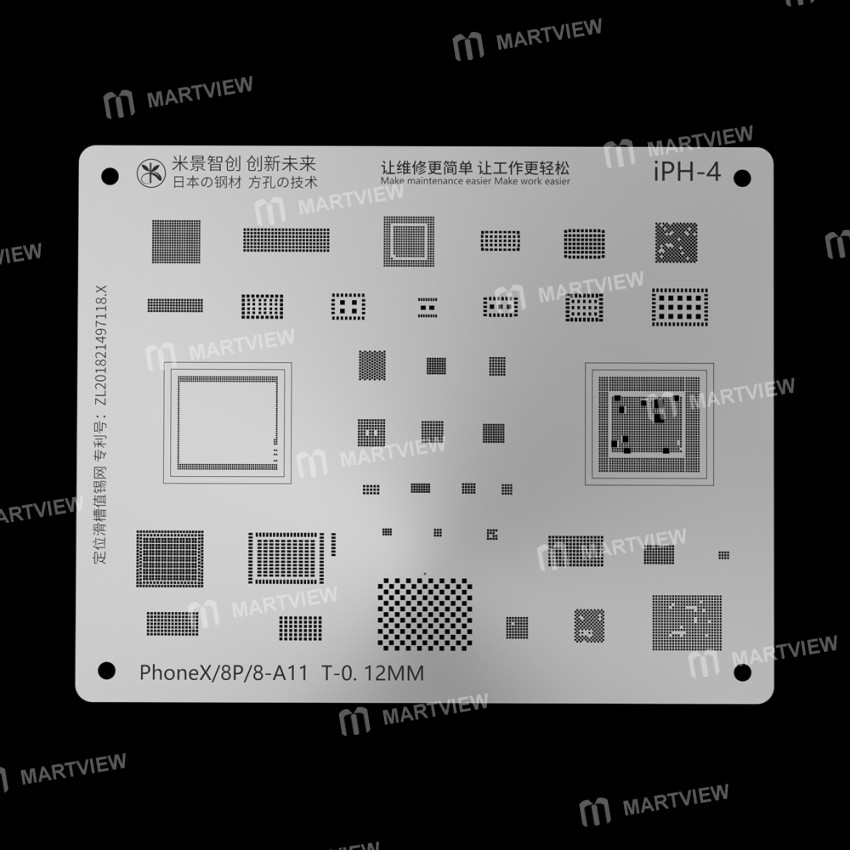 MiJing Reballing Stencil Plant Tin Steel Net for A11 iPhone 8 / 8 Plus / X