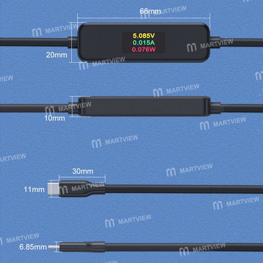 Acasis Type C USB-C Male to Male Fast Charge Cable with Multi-Function Screen Display
