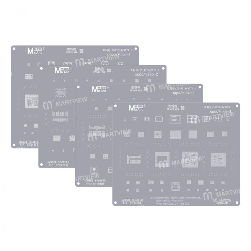 MaAnt 0.12mm High-quality CPU Chip Series BGA Reballing Stencil for OPPO/VIVO Mobile Phone