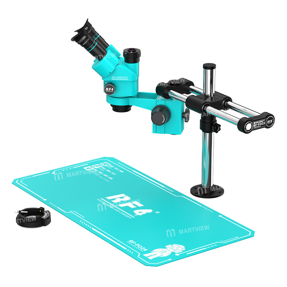 rf4 rf-6558pro-fo22-po24-65-58x-trinocular-stereo-microscope-with-fo22-double-arm-bracket-po24-silic