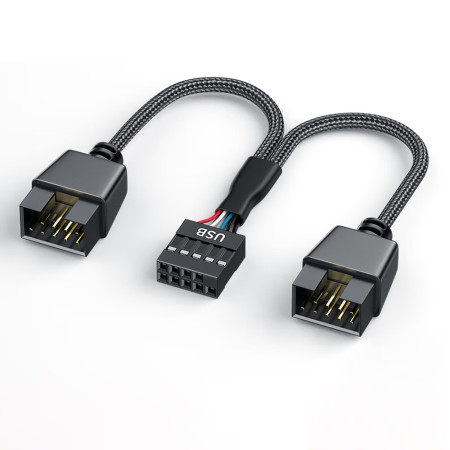9-Pin to Dual 9-Pin Splitter USB Expansion Cable for Computer Motherboard