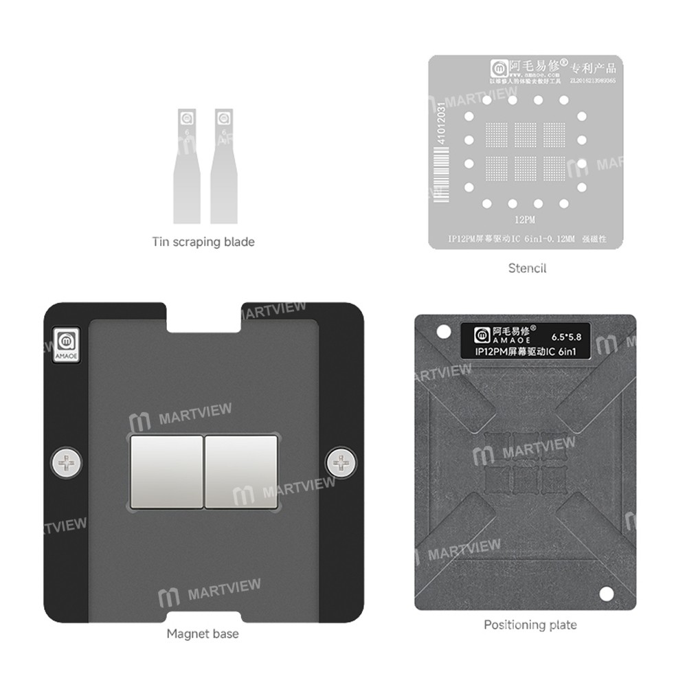 amaoe 6-in-1-012mm-screen-ic-bga-reballing-stencil-for-iphone-12-pro-max-1