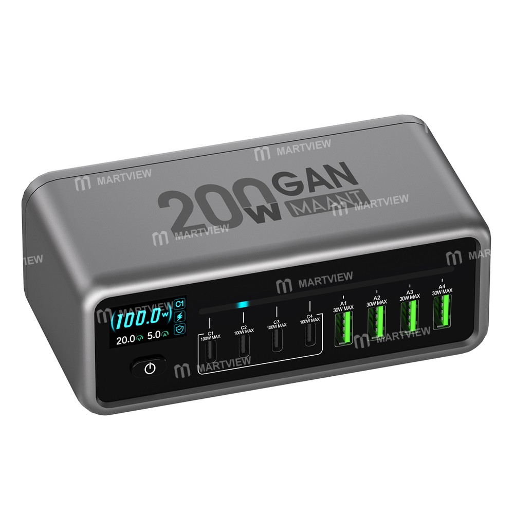 maant mt-p200-200w-gan-nitride-intelligent-digital-display-multi-port-desktop-charging-station-3