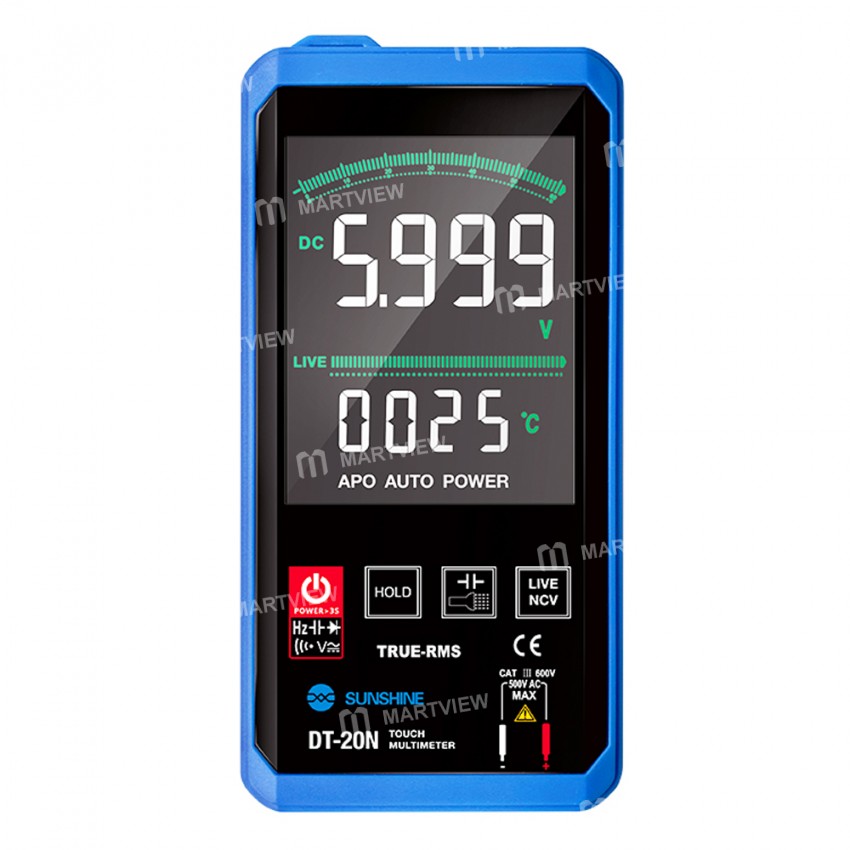 Sunshine DT-20N Multimeter Digital Touch Screen AC DC Voltage Tester Current Resistance Measurement