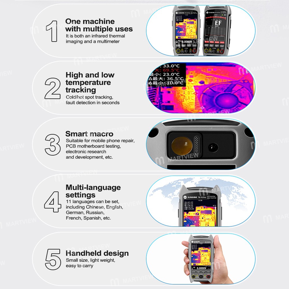 sunshine tb-10-pro-handheld-infrared-thermal-imager-multimeter-for-pcb-repair--temp-measurement-9