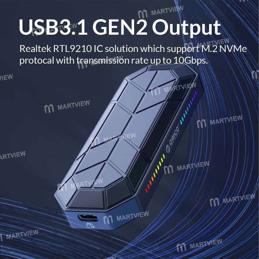 Orico M2VG01 M.2 to USB Type C 3.1 Gen2 10Gbps RGB NVMe SSD Enclosure