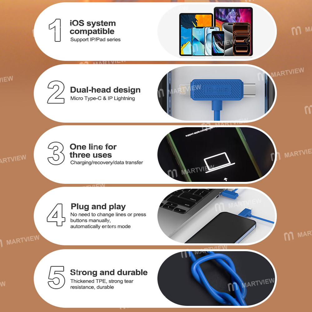 isoft is-006-dual-interface-data-recovery-cable-for-iphone-17-series-ipad-flashing-data-transmission