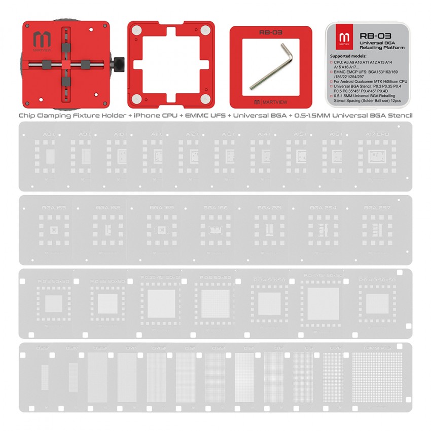 martview rb-03-mulit-funcions-automatic-positioning-universal-bga-reballing-station-holder-template-