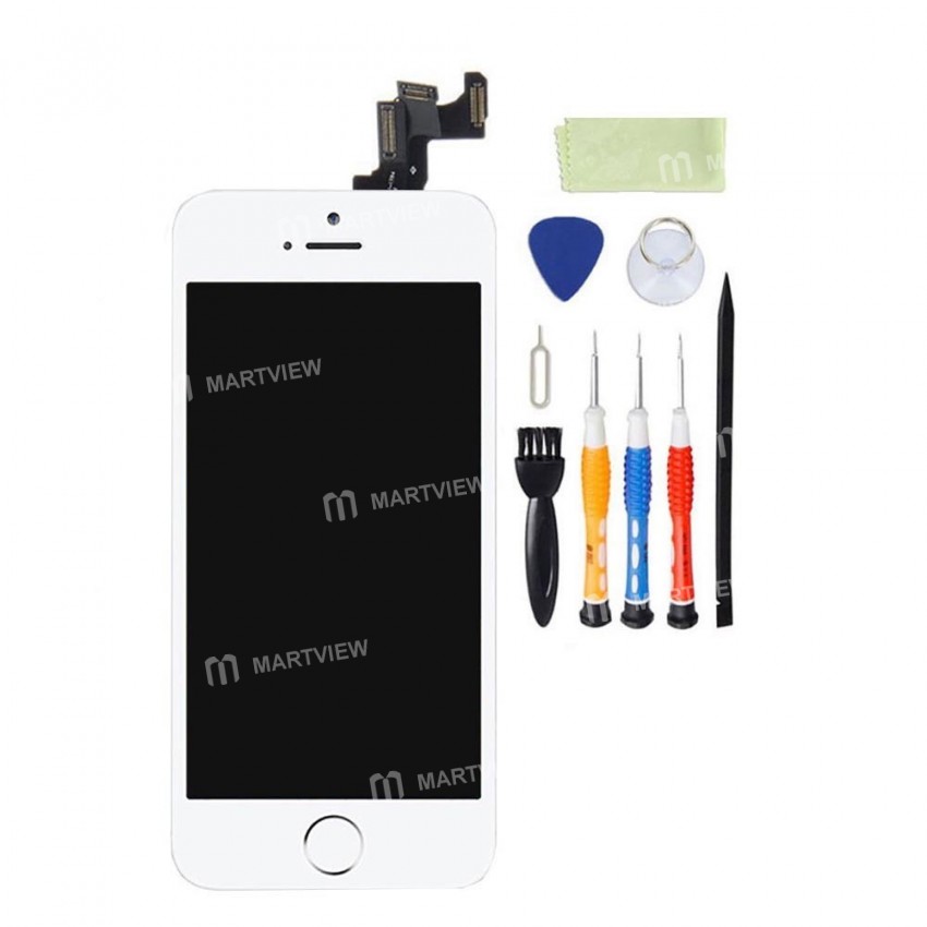 Replacement OEM iPhone 5s LCD with spareparts home button earphone camera etc white