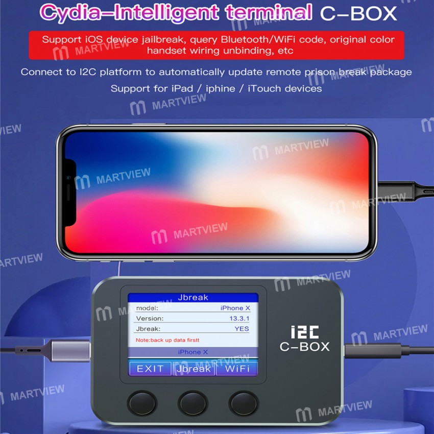 i2C C-BOX Jailbreak Box for Bypass ID Password On iOS Device PC Free / Query WIFI / Bluetooth Addres