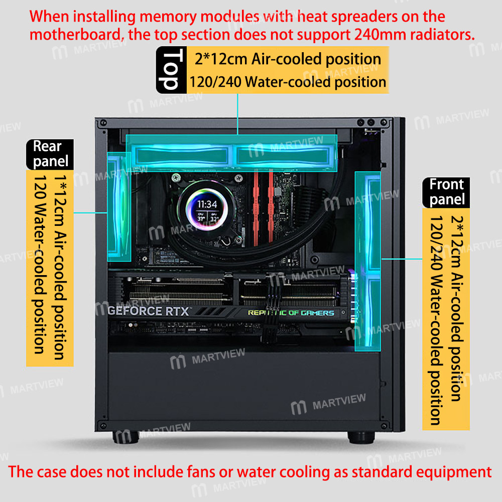 sama honey-badger-m2-mesh-side-panel-glass-desktop-m-atx-computer-case-supports-240-aio-water-coolin