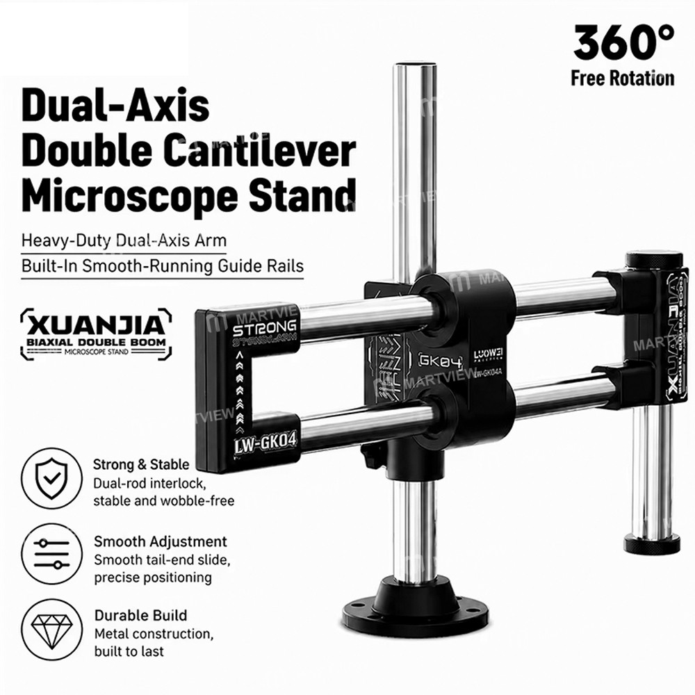 luowei lw-gk04-xuanjia-dual-axis-dual-arm-microscope-swing-arm-stand-compatible-with-most-microscope