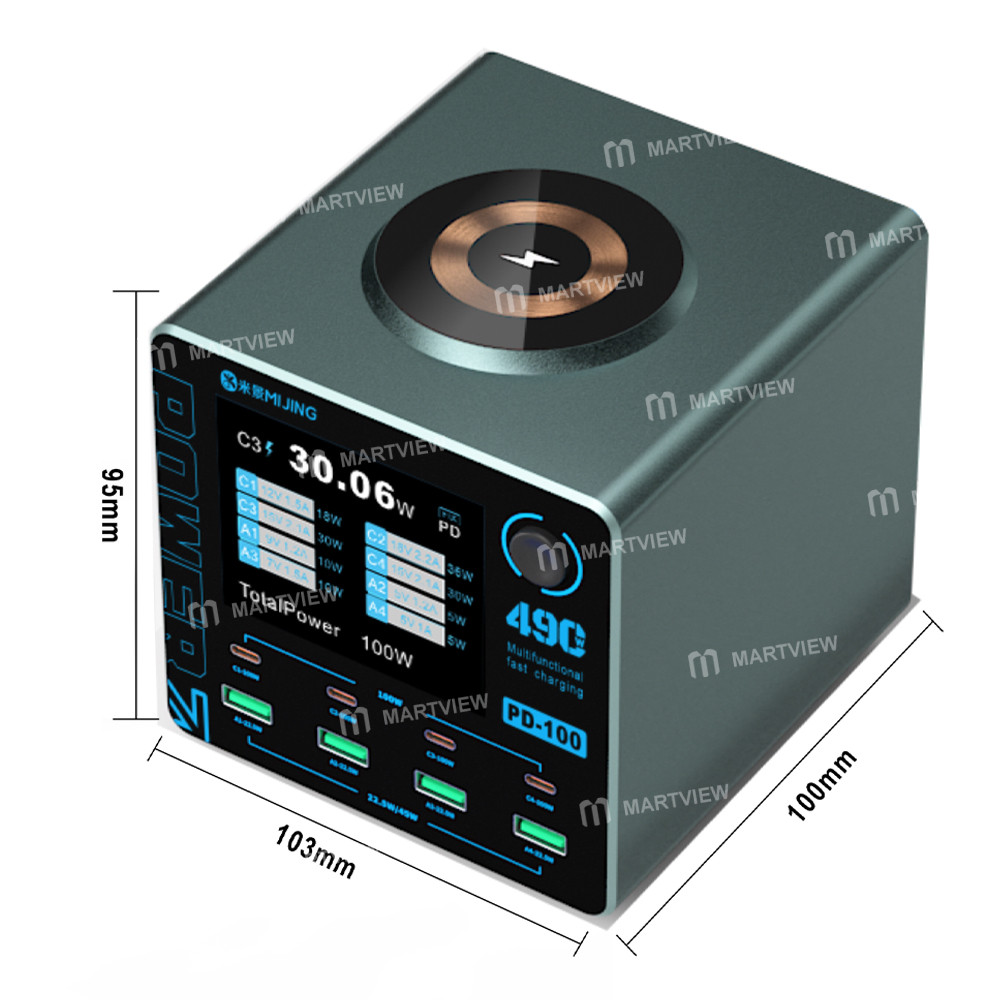 mijing pd100-100w-multi-port-smart-fast-charger-supports-qc-pd-fast-charging-15w-wireless-charging-9