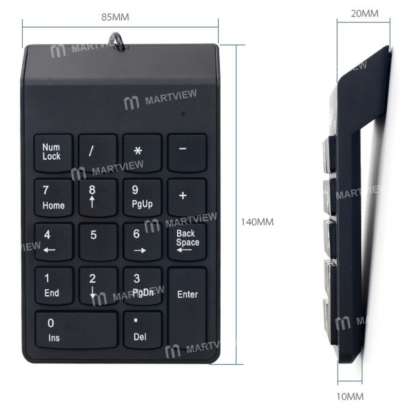 Portable 18 Keys USB Wired Driver-free Mini Digital Keyboard for Desktop Laptop