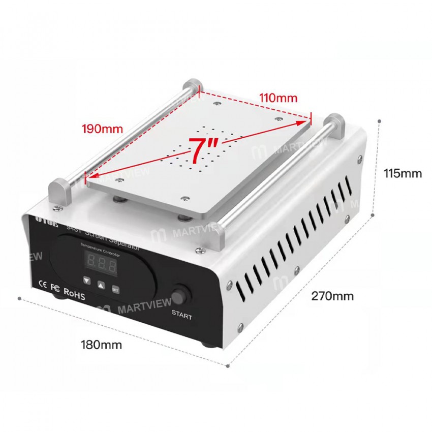 Uyue 948T 7-inch Preheat LCD Screen Separator Built-in Vacuum Pump