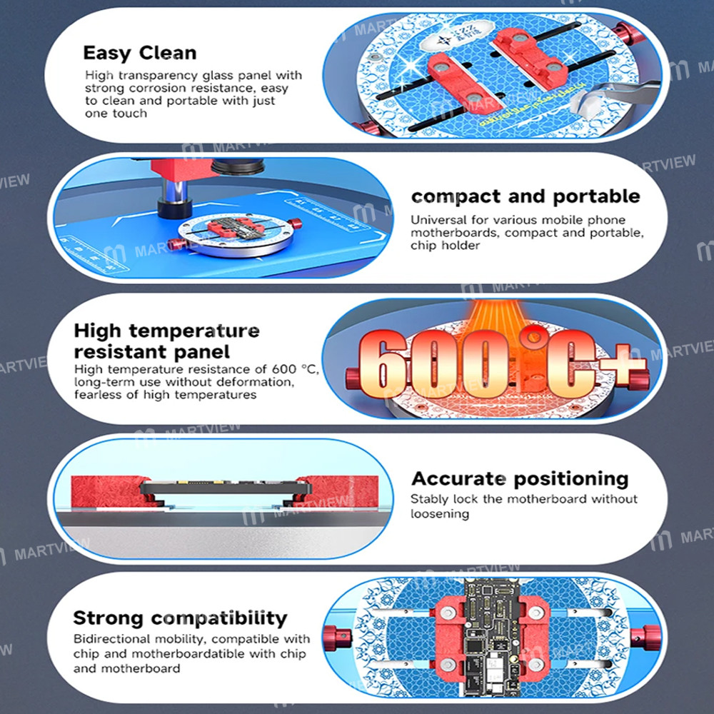 xzz gl-01-round-damping-high-temperature-resistant-tempered-glass-motherboard-chip-repair-fixture-6