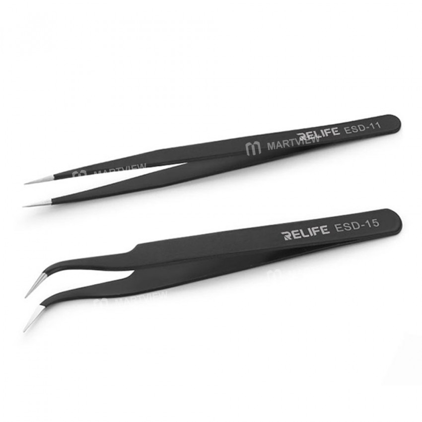 relife rl-esd-black-antistatic-non-magnetic-stainless-steel-precision-tweezers-12