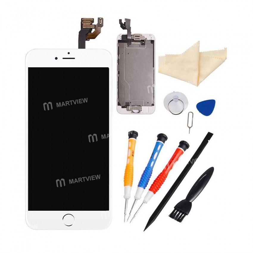 Replacement original iPhone 6 LCD with spareparts home button earphone camera etc white