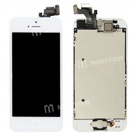 Replacement OEM iPhone 5 LCD with spareparts home button earphone camera etc white