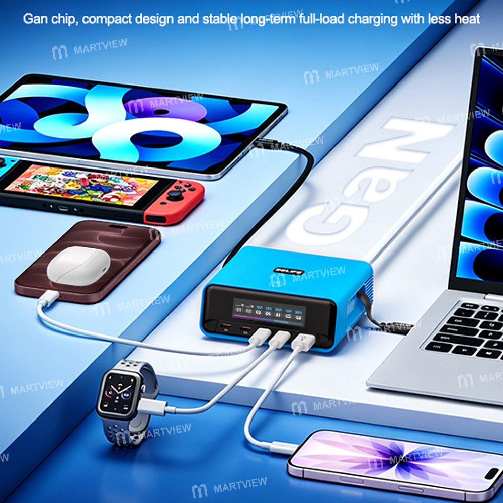 relife q8-pro-120w-gan-multi-port-charger-with-retractable-type-c-cable-compatible-with-avs-dynamic-