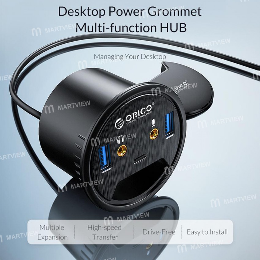 Orico DESK-4U Desktop Grommet USB 3.0 HUB with Headphone Microphone Ports Support OTG