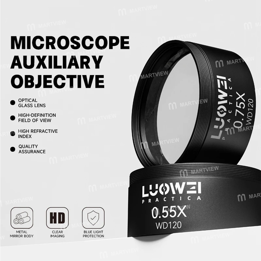 luowei wd120-055x-075x-high-refractive-index-hd-microscope-auxiliary-objective-1