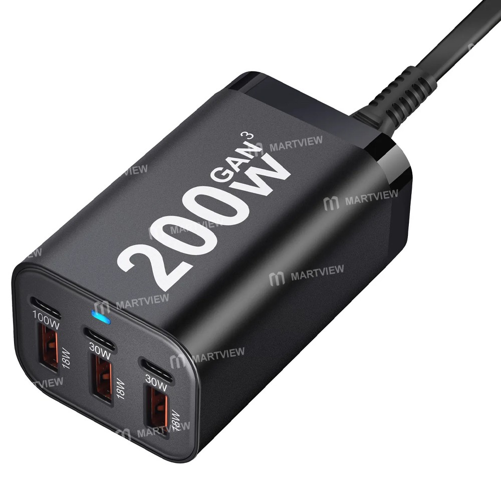 200w 6-port-high-power-desktop-gan-charger-for-mobile-phone-tablet-game-consoles-5