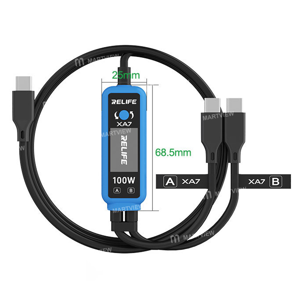 relife xa7-100w-type-c-digital-display-1-to-2-fast-charging-cable-for-iphone-android-4