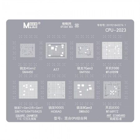 MaAnt 2023 Annual CPU Series BGA Reballing Stencil for A17 SM4450 SM7550 SM8650 MT6989W MT6897Z HI36A0