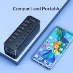 Orico SWU3-7A 7-Port High-speed USB 3.0 Split Control Hub With Power Adapter Support BC1.2 Charging