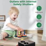 Orico Portable Home Wood Grain Double Sockets Power Strip with 3 USB Ports - EU Plug