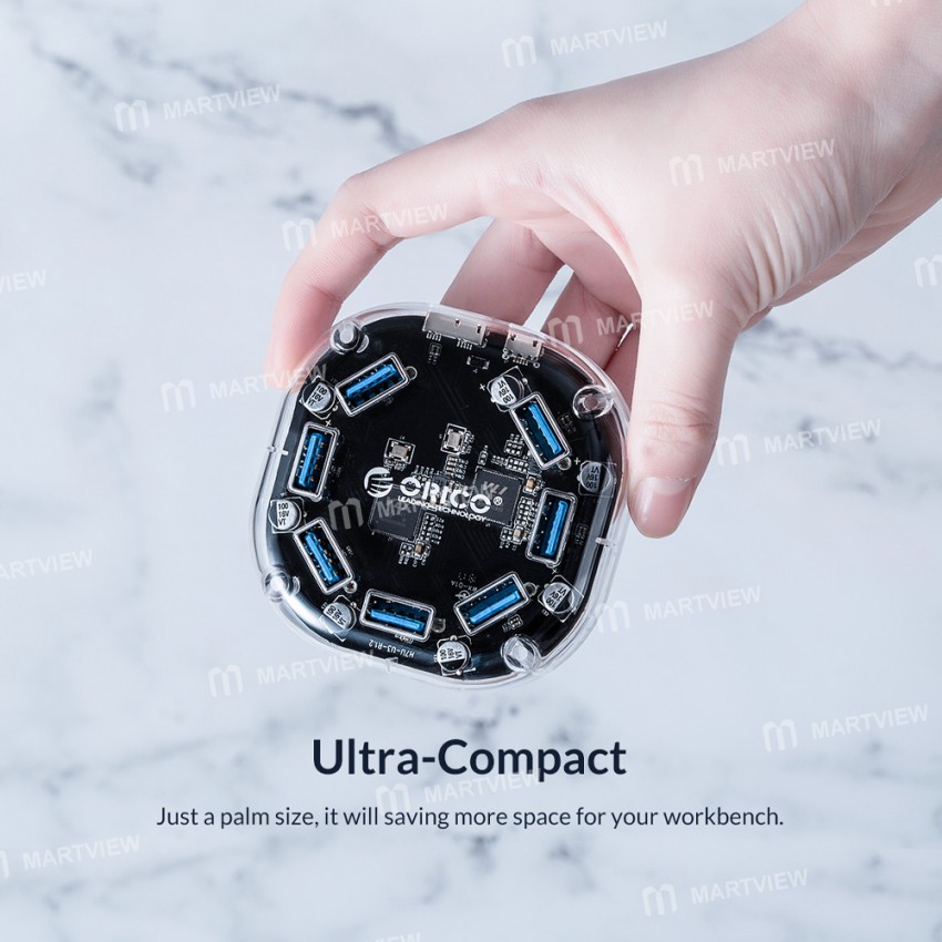 Orico H7U-U3 7 Ports High-Speed Transparent HUB USB3.0 Splitter