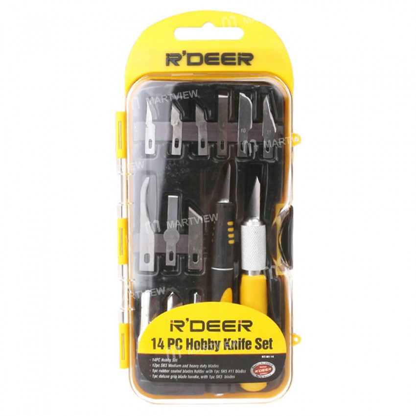 Rdeer RT-M114 14-in-1 SK5 Replaceable Blade Sculpture Knife Set
