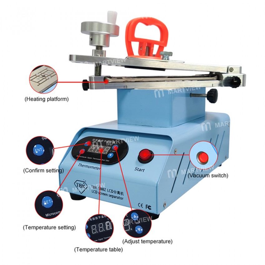 TBK-988C 360° Rotating LCD Glass Touch Screen Separator Machine For iPhone Android Phone