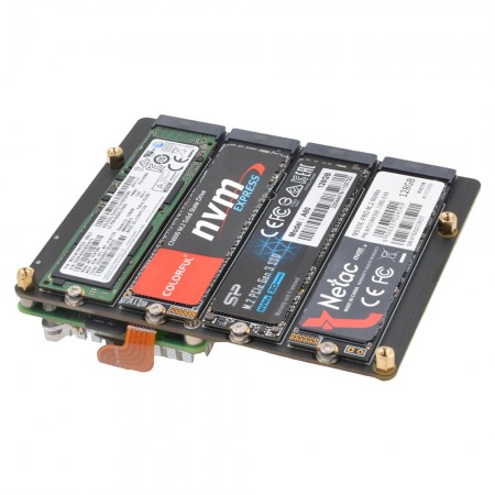 X1011 4-Port PCIe to M.2 NVMe SSD Hard Disk Expansion Board for Raspberry Pi 5