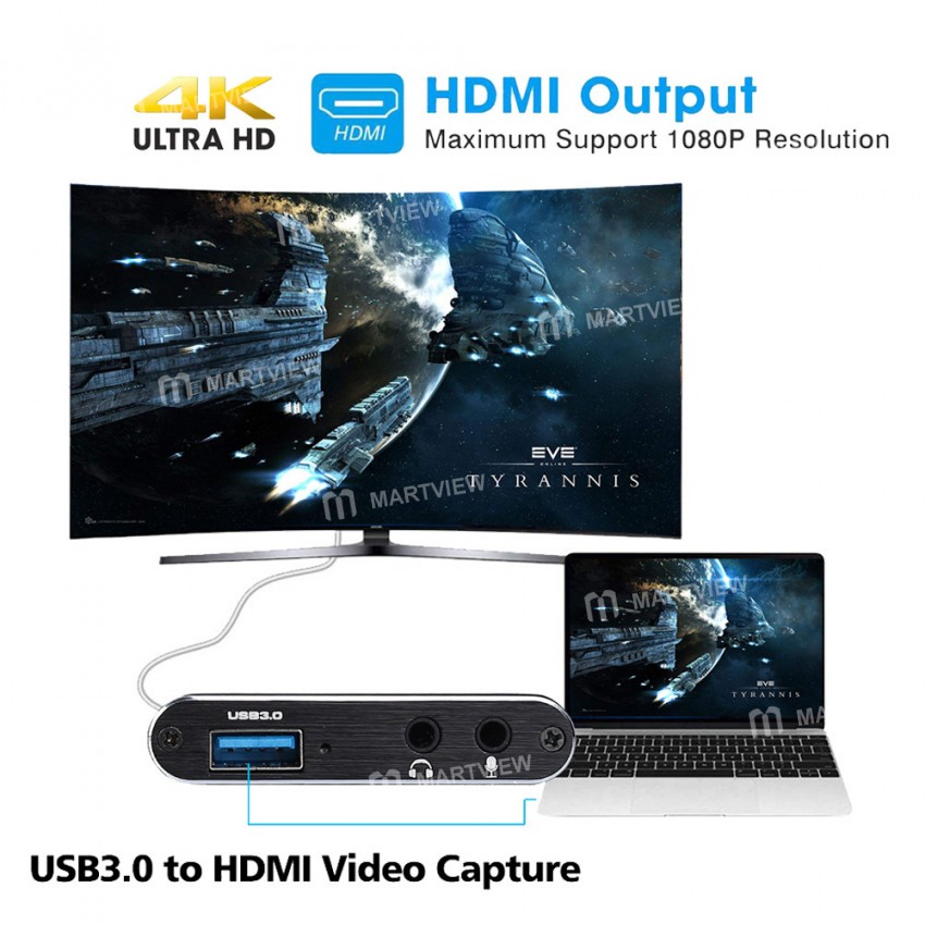 4K HDMI USB HD Video 3.0 Video Capture Card Compatible 1080P 60fps for OBS Capturing/Gaming Live