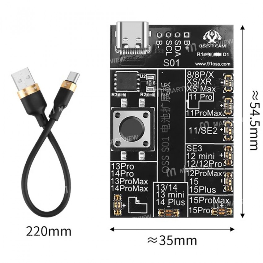 oss s01-battery-cycling-activation-test-expansion-board-suitable-for-iphone-8-to-15pro-max-4